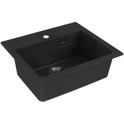 ALVEUS SETA23228 - Küchenspüle ATROX 59x50 cm + Küchenarmatur mit flexiblem Auslauf MINTAS 34 cm Granit/matt schwarz