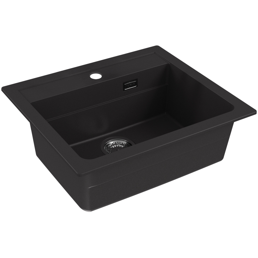 ALVEUS SETA23228 - Küchenspüle ATROX 59x50 cm + Küchenarmatur mit flexiblem Auslauf MINTAS 34 cm Granit/matt schwarz