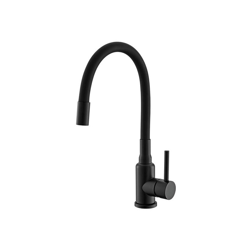 ALVEUS SETA23228 - Küchenspüle ATROX 59x50 cm + Küchenarmatur mit flexiblem Auslauf MINTAS 34 cm Granit/matt schwarz