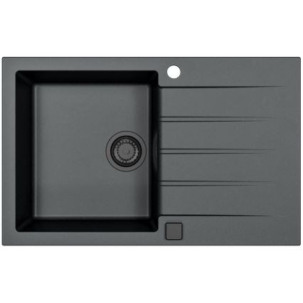 ALVEUS SETA23231 - Küchenspüle CADIT 79x50 cm + Spülarmatur mit flexiblem Auslauf MINTAS 34 cm Granit/matt schwarz