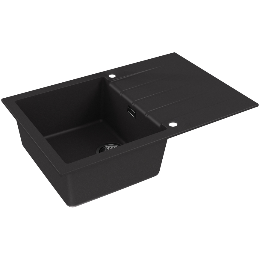 ALVEUS SETA23231 - Küchenspüle CADIT 79x50 cm + Spülarmatur mit flexiblem Auslauf MINTAS 34 cm Granit/matt schwarz