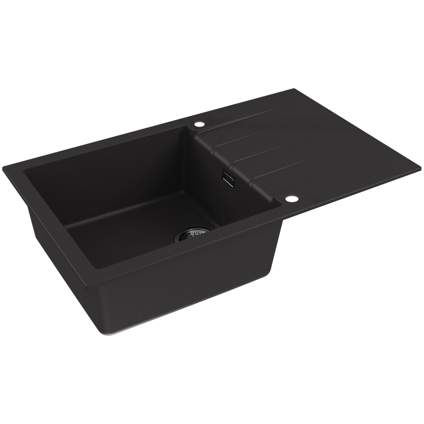 ALVEUS SETA23232 - Küchenspüle CADIT 86x50 cm + Armatur mit flexiblem Auslauf MINTAS 34 cm Granit/matt schwarz