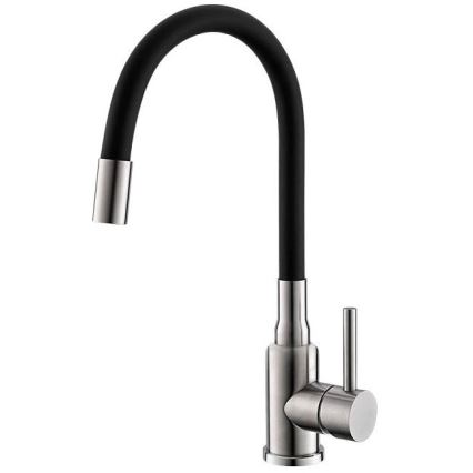 ALVEUS SETA24019 - Küchenspüle CLASSIC 80x60 cm + Spültischarmatur mit flexiblem Auslauf MINTAS 34 cm gebürsteter Edelstahl/schwarz