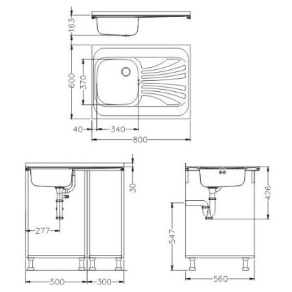 ALVEUS SETA24019 - Küchenspüle CLASSIC 80x60 cm + Spültischarmatur mit flexiblem Auslauf MINTAS 34 cm gebürsteter Edelstahl/schwarz