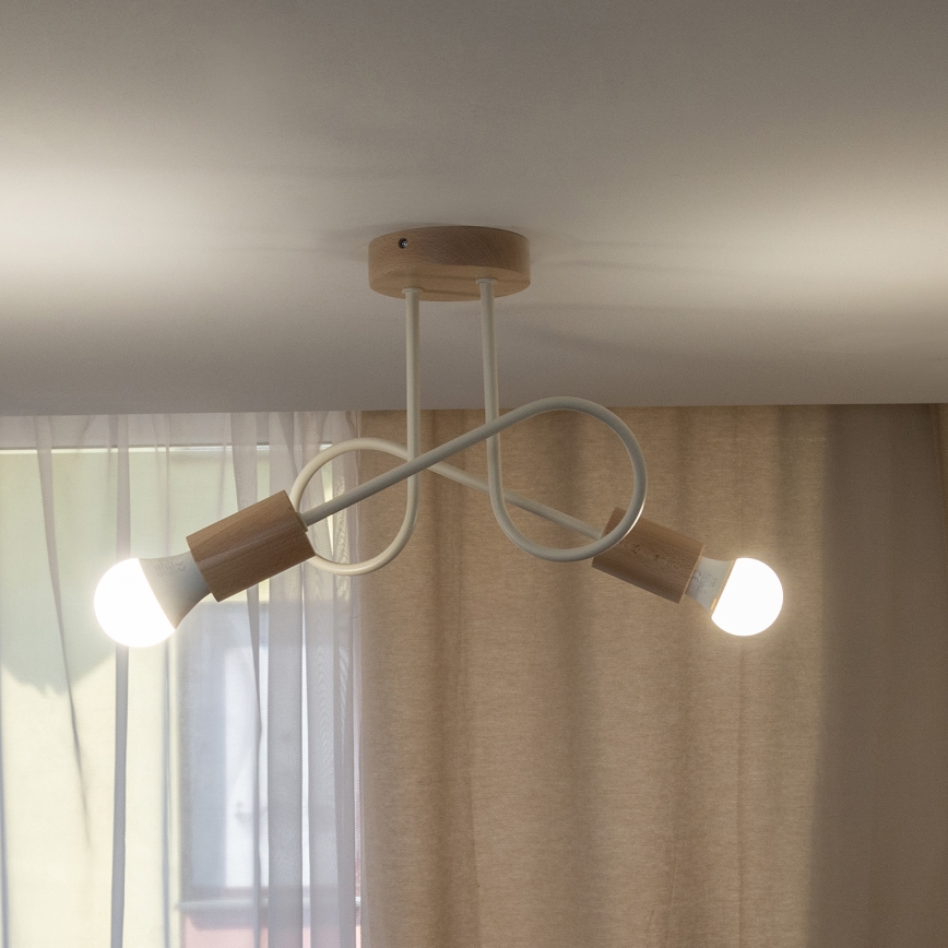 Anbau-Deckenleuchte OXFORD 2xE27/15W/230V Kiefer/cremefarben