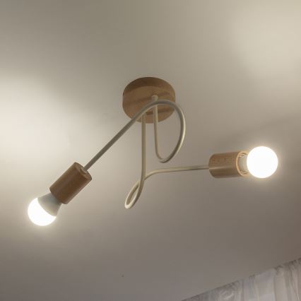 Anbau-Deckenleuchte OXFORD 2xE27/15W/230V Kiefer/cremefarben