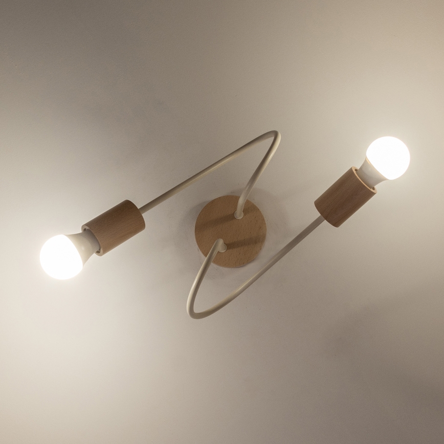 Anbau-Deckenleuchte OXFORD 2xE27/15W/230V Kiefer/cremefarben