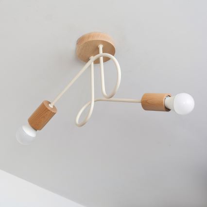 Anbau-Deckenleuchte OXFORD 2xE27/15W/230V Kiefer/cremefarben