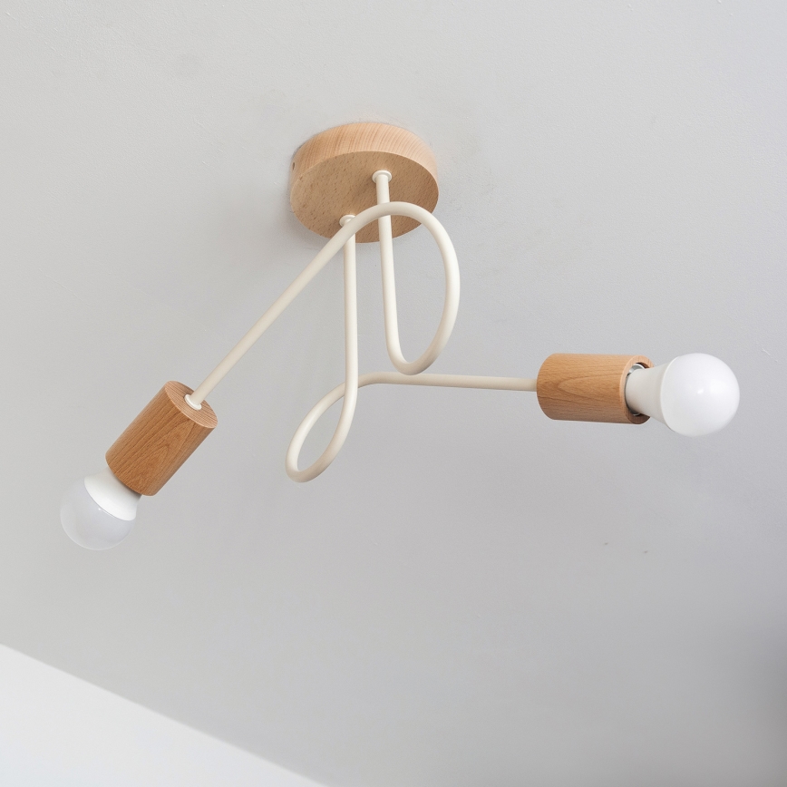 Anbau-Deckenleuchte OXFORD 2xE27/15W/230V Kiefer/cremefarben