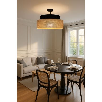 Anbauleuchte BOHO 1xE27/60W/230V d 40 cm schwarz/beige