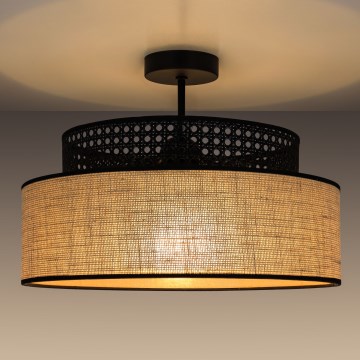 Anbauleuchte BOHO 1xE27/60W/230V d 40 cm schwarz/Rattan