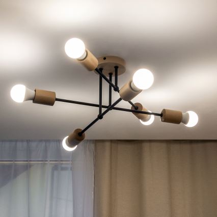 Anbauleuchte CAMBRIDGE 6xE27/15W/230V Kiefer