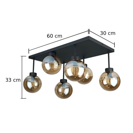Anbauleuchte DEA 6xE14/60W/230V schwarz/rauchig beige