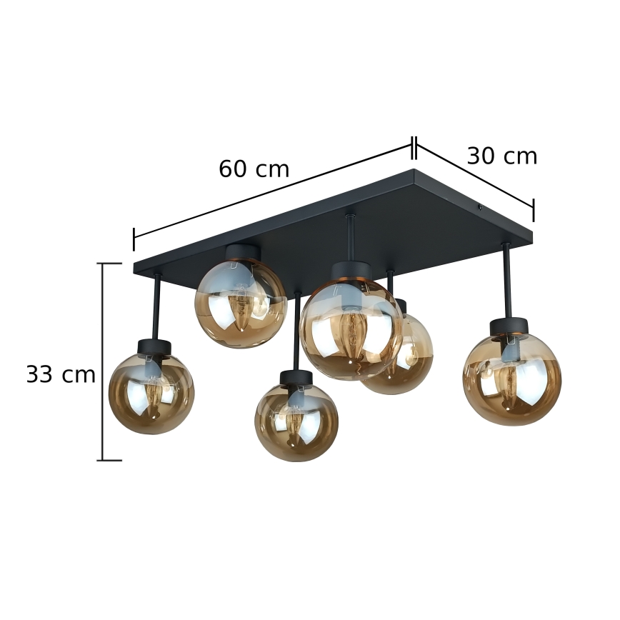 Anbauleuchte DEA 6xE14/60W/230V schwarz/rauchig beige