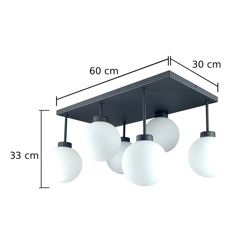 Anbauleuchte DEA 6xE14/60W/230V schwarz/weiß