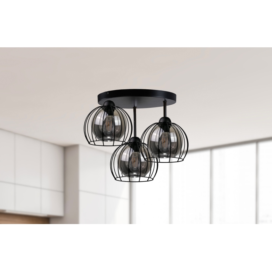 Anbauleuchte SOLO BLACK 3xE27/60W/230V d 30 cm