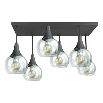 Anbauleuchte SOMA 6xE27/60W/230V schwarz/klar