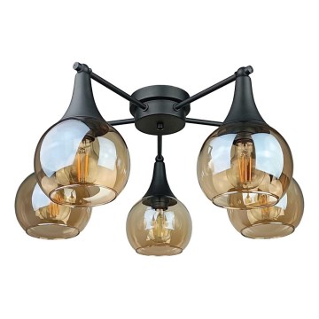 Anbauleuchte STAR 5xE27/60W/230V schwarz/rauchig beige