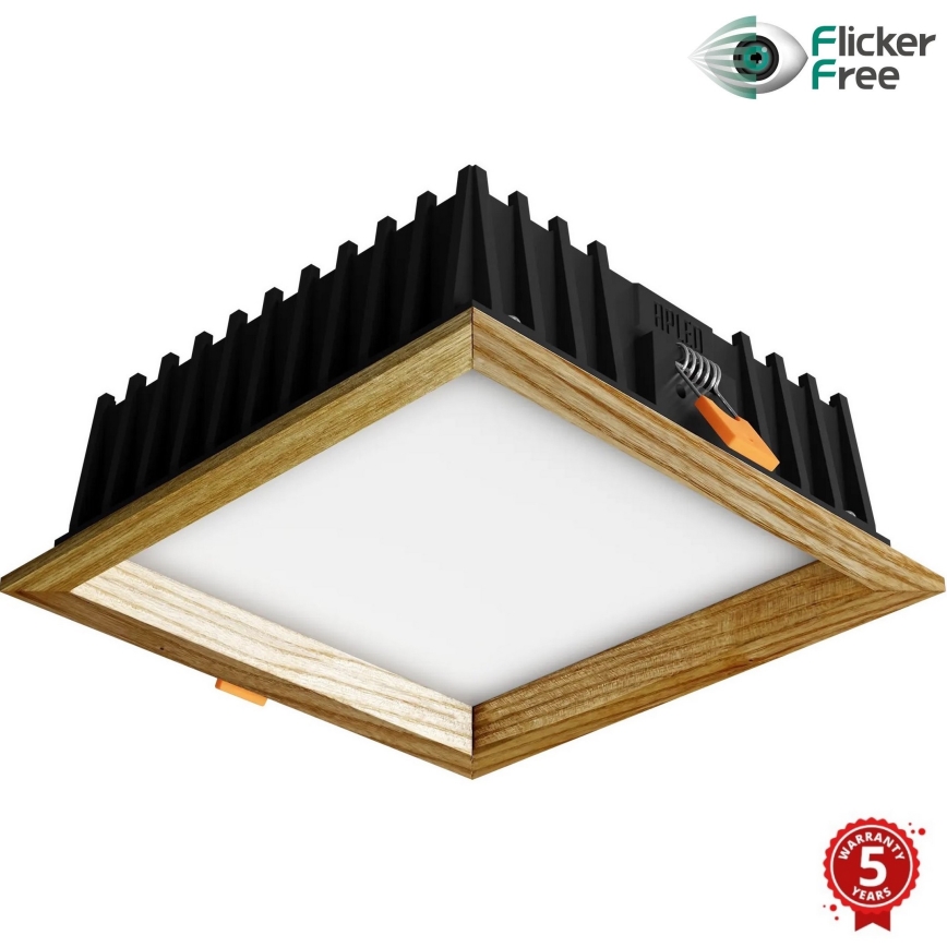 APLED - LED Einbauleuchte SQUARE WOODLINE LED/12W/230V 3000K 17x17 cm massiv Esche