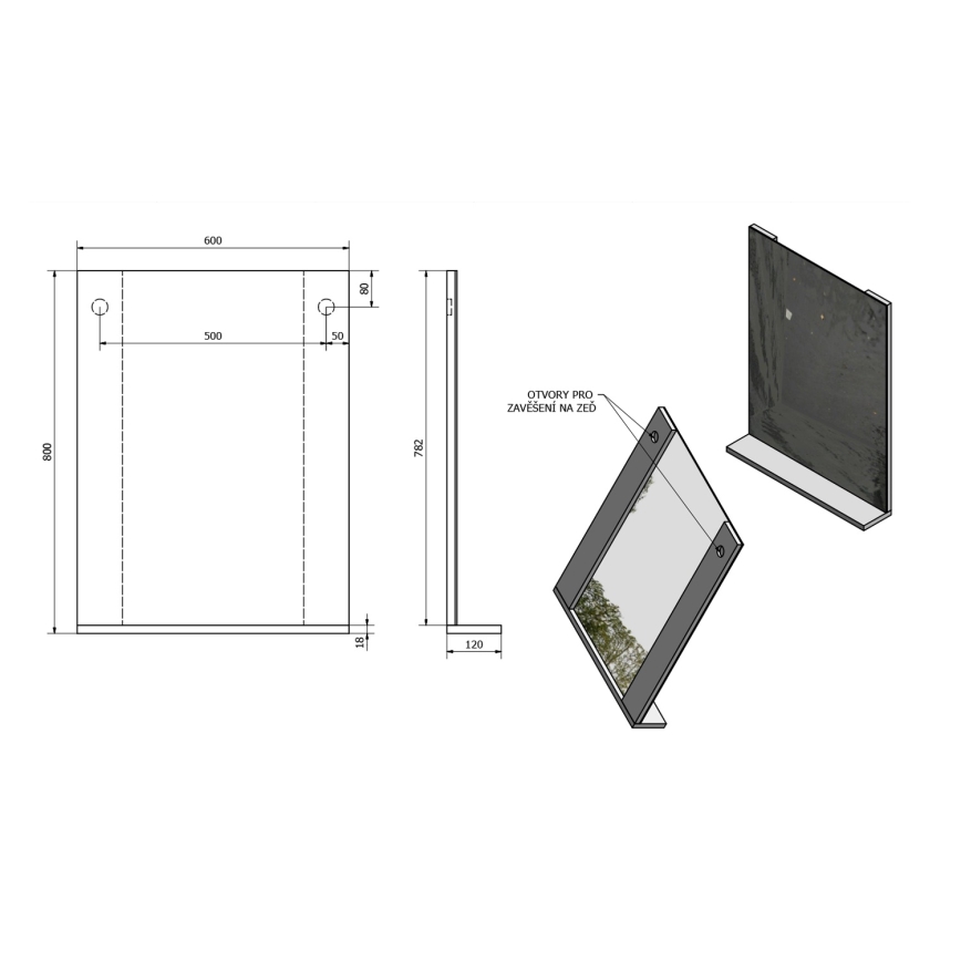 Aqualine - Spiegel BETA 60x80 cm, weiß