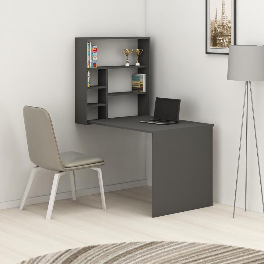 Arbeitstisch mit Regal SEDIR 154,2x90 cm Anthrazit