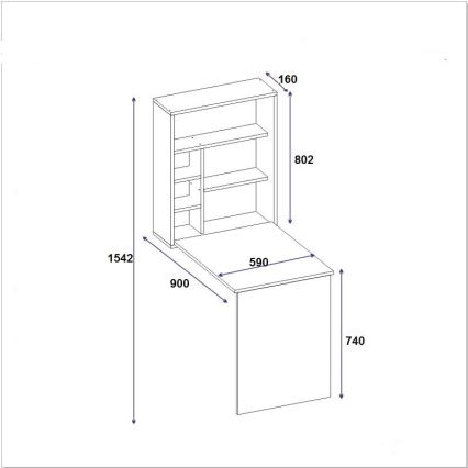 Arbeitstisch mit Regal SEDIR 154,2x90 cm Anthrazit