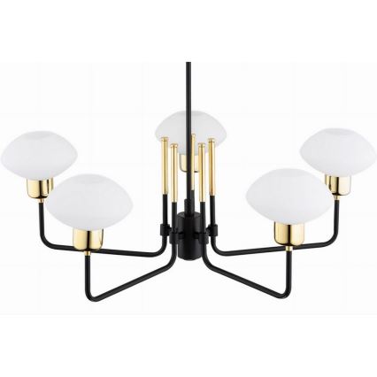 Argon 2128 - Deckenleuchte an Stange RAVELLO 5xE14/15W/230V schwarz/gold