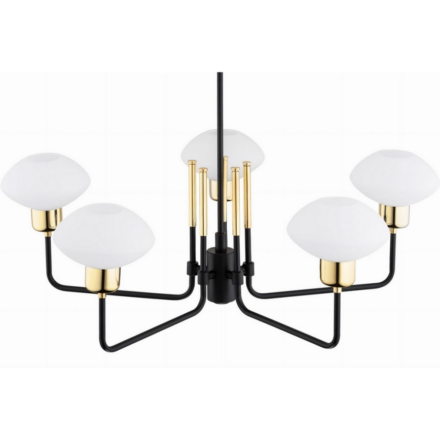 Argon 2128 - Deckenleuchte an Stange RAVELLO 5xE14/15W/230V schwarz/gold