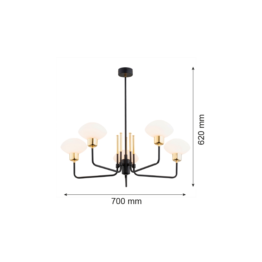 Argon 2128 - Deckenleuchte an Stange RAVELLO 5xE14/15W/230V schwarz/gold