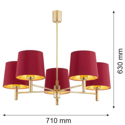 Argon 2169 - Hängeleuchte an Stange PONTE PLUS 5xE27/15W/230V rot