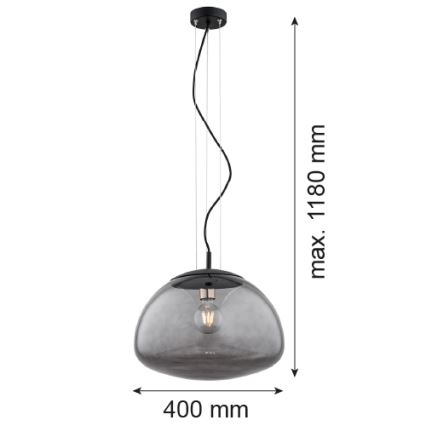 Argon 4350 - Hängeleuchte an Seil TRINI 1xE27/15W/230V Ø 40 cm schwarz