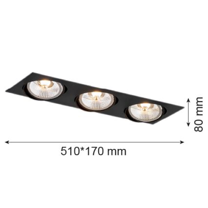 Argon 6116 - Einbauleuchte OLIMP 3xGU10-AR111/12W/230V schwarz