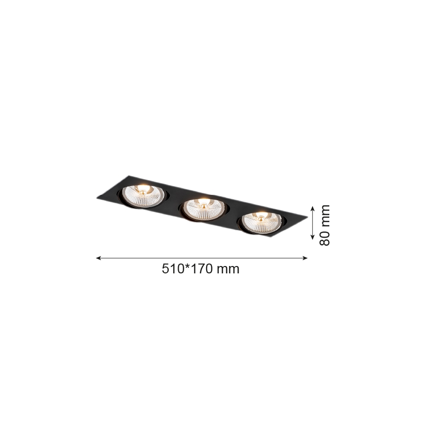Argon 6116 - Einbauleuchte OLIMP 3xGU10-AR111/12W/230V schwarz