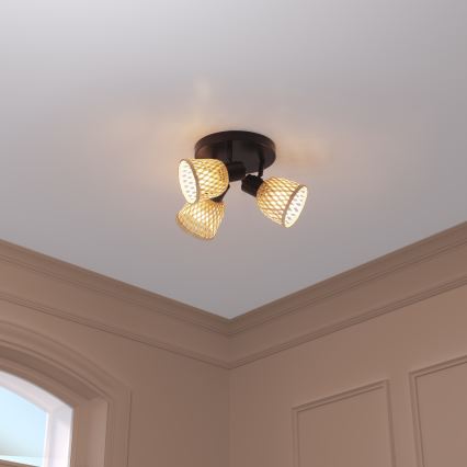 Atmosphera - Spotleuchte LIO 3xE27/25W/230V Bambus