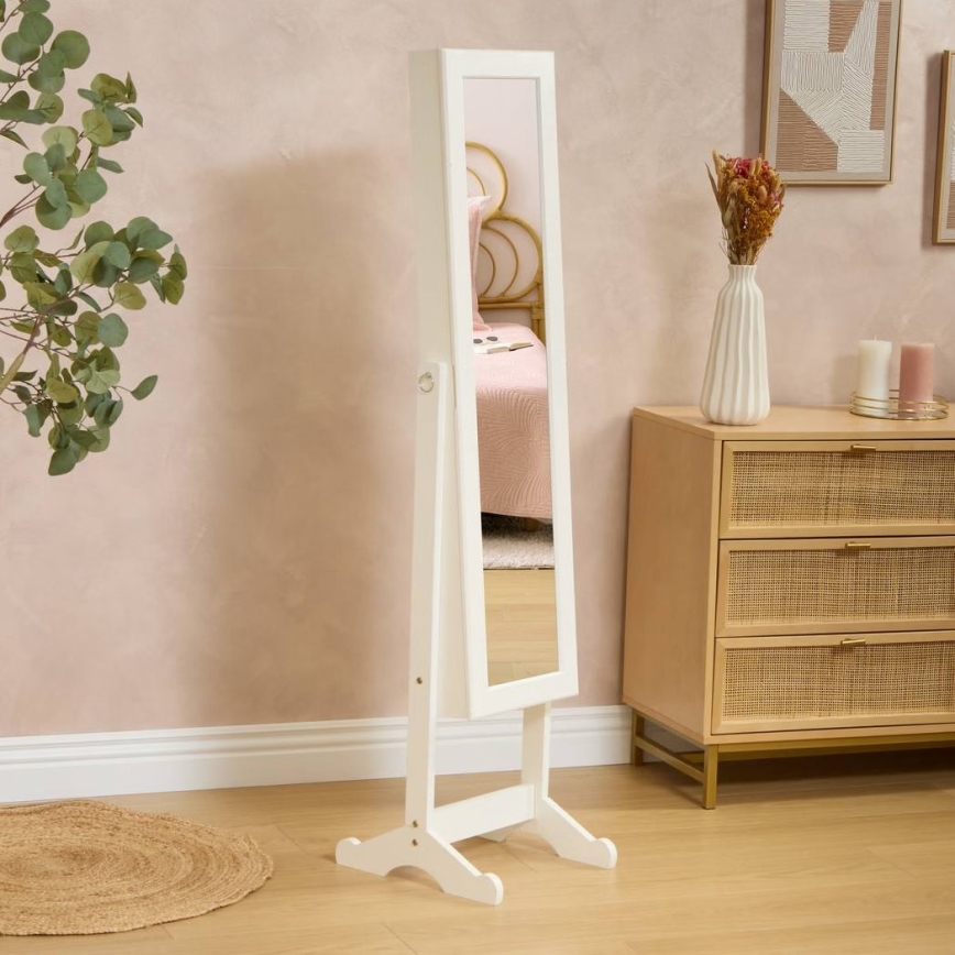 Atmosphera - Standspiegel mit integrierter Schmuckschatulle KRISTIN 146,8x37 cm weiß