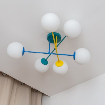 Aufbau-Deckenleuchte MOON 6xE27/15W/230V türkis/gelb/blau