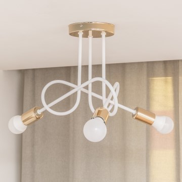 Aufbau-Deckenleuchte OXFORD 3xE27/15W/230V gold/weiß