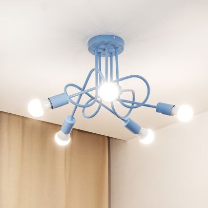 Aufbau-Deckenleuchte OXFORD 5xE27/15W/230V blau