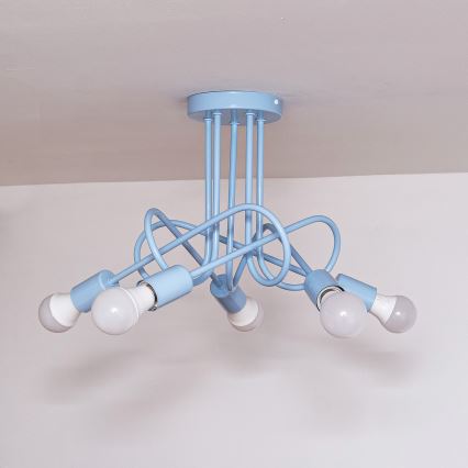 Aufbau-Deckenleuchte OXFORD 5xE27/15W/230V blau