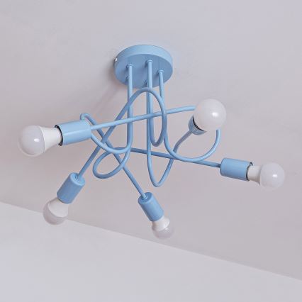 Aufbau-Deckenleuchte OXFORD 5xE27/15W/230V blau