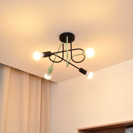 Aufbauleuchte OXFORD 4xE27/15W/230V schwarz/grün