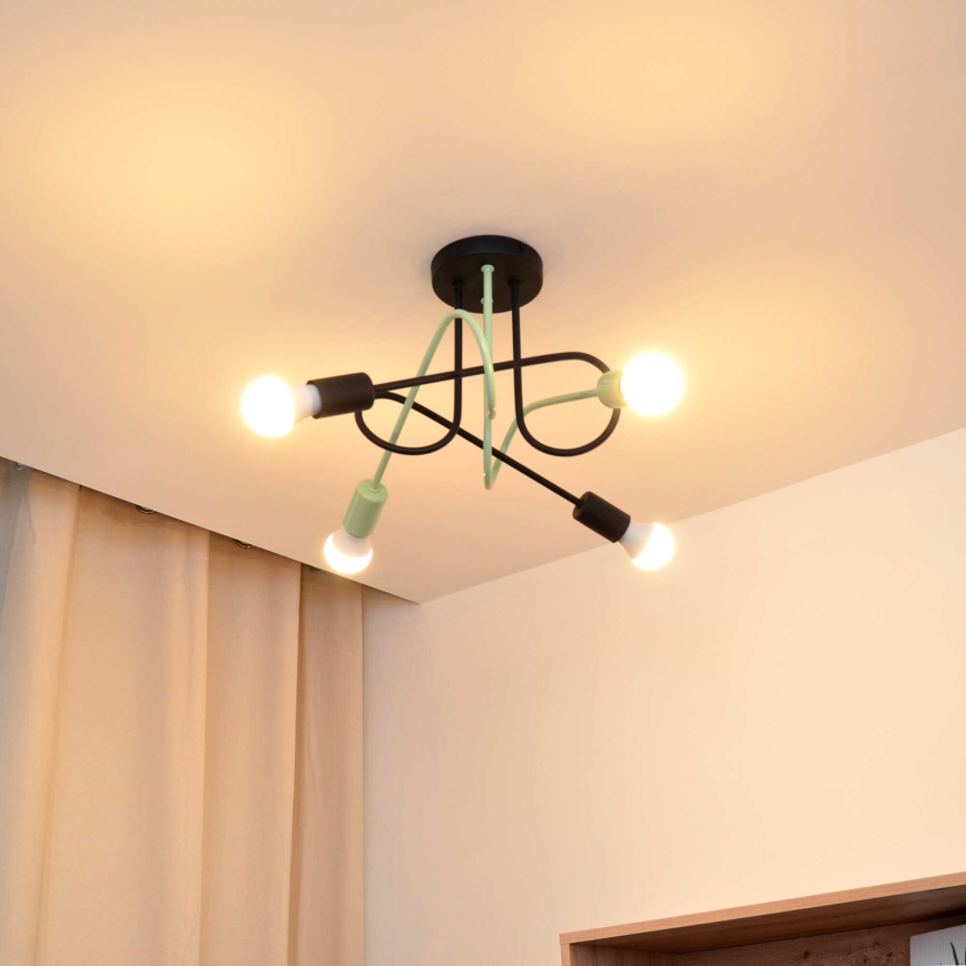 Aufbauleuchte OXFORD 4xE27/15W/230V schwarz/grün