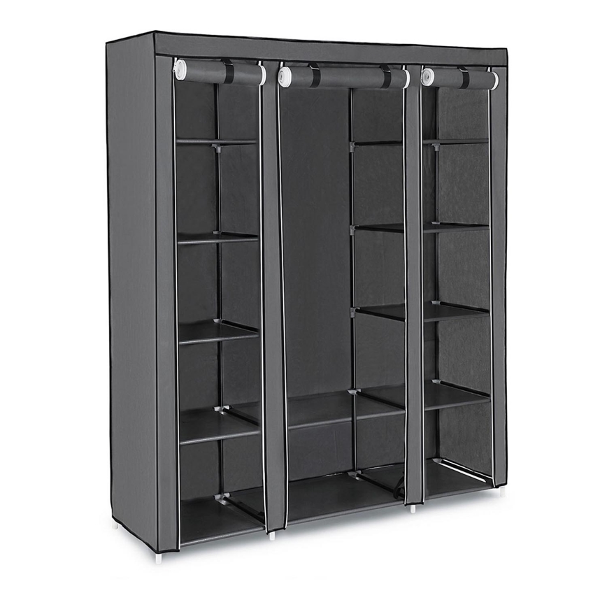 Aufbewahrungsschrank aus Stoff mit Regalen und Kleiderstange MATIS 150x175 cm grau