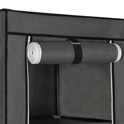 Aufbewahrungsschrank aus Stoff mit Regalen und Kleiderstange MATIS 150x175 cm grau