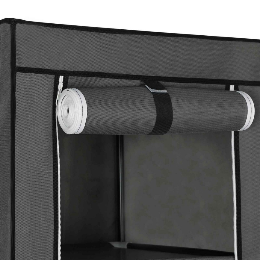 Aufbewahrungsschrank aus Stoff mit Regalen und Kleiderstange MATIS 150x175 cm grau