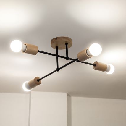 Aufgesetzte Deckenleuchte CAMBRIDGE 4xE27/15W/230V aus Kiefernholz