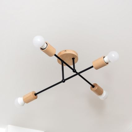 Aufgesetzte Deckenleuchte CAMBRIDGE 4xE27/15W/230V aus Kiefernholz