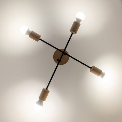 Aufgesetzte Deckenleuchte CAMBRIDGE 4xE27/15W/230V aus Kiefernholz