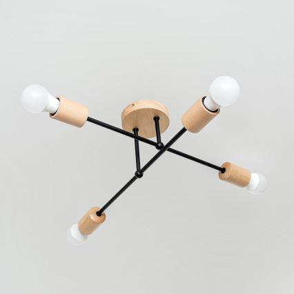 Aufgesetzte Deckenleuchte CAMBRIDGE 4xE27/15W/230V aus Kiefernholz