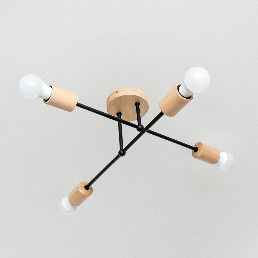 Aufgesetzte Deckenleuchte CAMBRIDGE 4xE27/15W/230V aus Kiefernholz